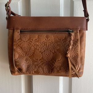The Sak Sanibel Mini crossbody tobacco embossed